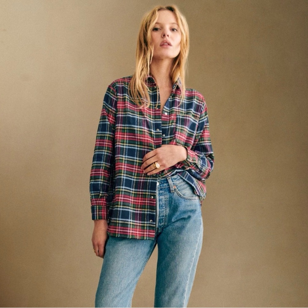 Sezane Max Flannel Plaid Shirt